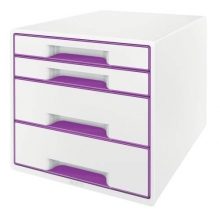 Box zásuvkový Leitz WOW, 4 zásuvky, purpurový