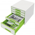 Box zásuvkový Leitz WOW, 5 zásuvek, zelený