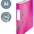 Pořadač pákový Leitz WOW 180 stupňů A4 52 mm, růžový