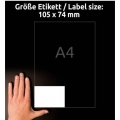 Etikety univerzální Avery 6138, 105x74 mm, bílé, 25+5 listů