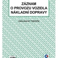 Tiskopis Záznam o provozu nákladních vozů, A4, nečíslovaný