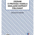 Tiskopis Záznam o provozu nákladních vozů, A4, číslovaný