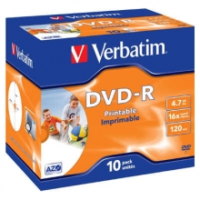 DVD-R Verbatim 4,7 GB, 16x, jewel box, printable