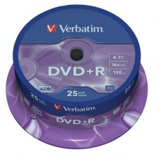 DVD+R Verbatim 4,7 GB, 16x, cake 25 ks