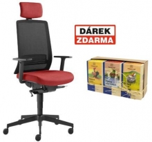 Židle kancelářská Lyra 215-SYS, hlavová opěrka, červená