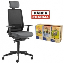 Židle kancelářská Lyra 215-SYS, hlavová opěrka, šedá