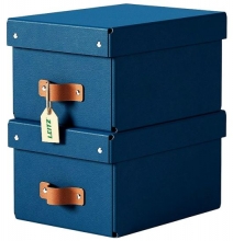 Box úložný Leitz Puro s víkem, velikost S, modrý, 2 ks