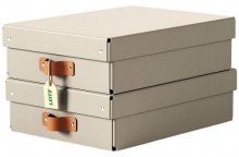 Box úložný Leitz Puro s víkem, velik. M, nízký, béžový, 2 ks