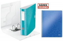 Pořadač Leitz 180° Active WOW, 82 mm, led. modrý, 5 ks -Akce