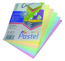 Papír barevný pastel. A4, mix barev, 5x50 listů