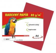 Papír barevný A4, 80 g, červený, 100 listů