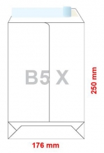 Taška B5 samolepicí s krycí páskou, křížové dno, bílá,250 ks