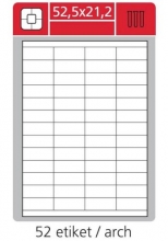 Etikety Economy 52,5x21,2 mm, matné, bílé, 100 listů