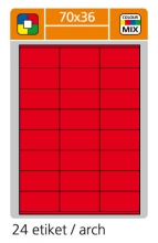 Etikety laserové 70 x 36 mm, červené, 100 listů
