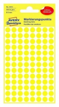 Etikety Avery 3013 kolečka, průměr 8 mm, 416 ks, žluté