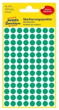 Etikety Avery 3012 kolečka, průměr 8 mm, 416 ks, zelené