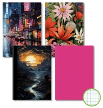 Kniha záznamní A4, čtverečkovaná, 96 listů, mix motivů