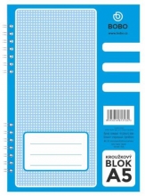 Blok BOBO A5, čistý, kroužkový, boční spirála, 50 listů