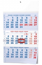 Kalendář nástěnný, tříměsíční, modrý 2027