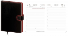 Diář Flip, denní, A5, koženka, černý/červený