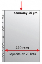 Obal závěsný A4 U rozšířený, 50 mic (balení 50 ks)