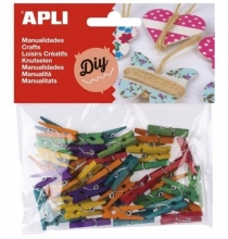 Kolíčky dřevěné 25 x 3 mm, mix barev, 45 ks