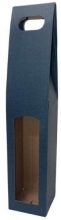 Krabice dárková na víno, 1 láhev, 8,2x8,2x40 cm, modrá