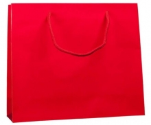Taška papírová 32x10x27,5 cm, bavlněná ucha, lesklá, červená