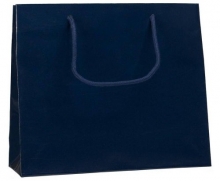 Taška papírová 32x10x27,5 cm, bavlněná ucha, lesklá, modrá