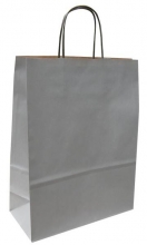 Taška papírová 32 x 14 x 42 cm, kroucené ucho, stříbrná