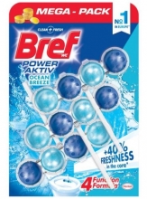 Závěs na WC Bref Power Aktiv, kuličky, 3 x 50 g, Ocean