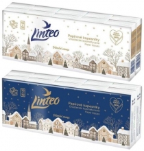 Kapesníčky papírové Linteo, čtyřvrstvé, celulóza, 10x10 ks