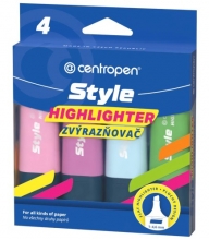 Zvýrazňovač Centropen Style 6252 Soft, sada 4 barvy
