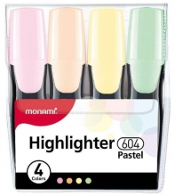 Zvýrazňovač Monami 604, seřízlý hrot 1 - 4 mm, 4 past. barvy