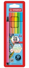 Popisovač Stabilo Pen 68, 1 mm, 6 neonových barev
