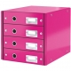 Box archivační zásuvkový Leitz Click-N-Store, 4 zásuvky, růž