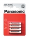 Baterie zinko-uhlíková Panasonic R03R Red Zinc, 4 ks