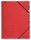 Desky třídicí Leitz s gumičkou, 7 přihrádkové, červené
